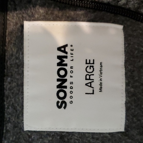 Sonoma- Unisex Black / Gray Flecked Coat jacket Zip front & Pockets Size Large - Picture 4 of 5